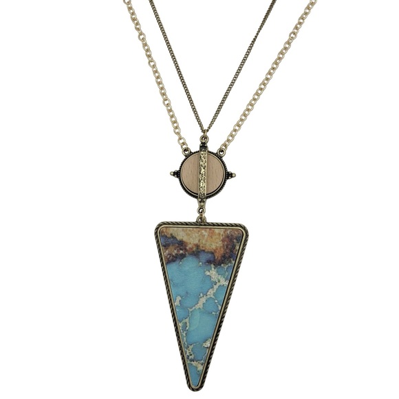 Long Unique Triangle Funky Statement Necklace - Picture 1 of 4